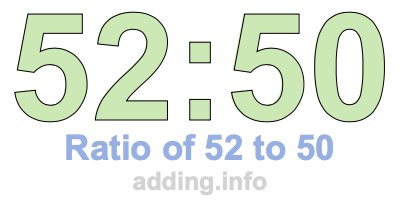 Ratio of 52 to 50 Ratio of 52 to 50