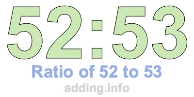 Ratio of 52 to 53 Ratio of 52 to 53