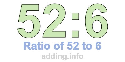 Ratio of 52 to 6 Ratio of 52 to 6