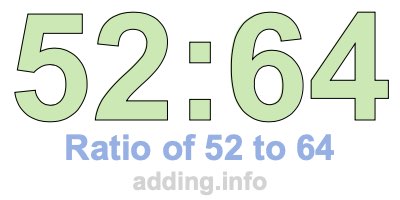Ratio of 52 to 64 Ratio of 52 to 64