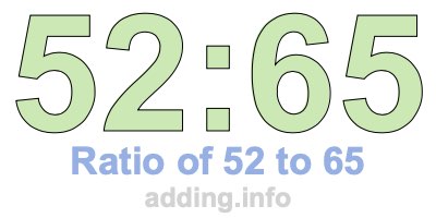 Ratio of 52 to 65 Ratio of 52 to 65