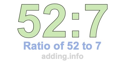 Ratio of 52 to 7 Ratio of 52 to 7
