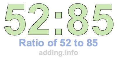 Ratio of 52 to 85 Ratio of 52 to 85