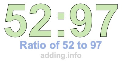 Ratio of 52 to 97 Ratio of 52 to 97