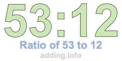 Ratio of 53 to 12 Ratio of 53 to 12