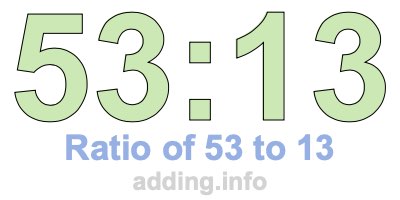 Ratio of 53 to 13 Ratio of 53 to 13