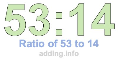 Ratio of 53 to 14