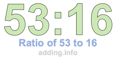 Ratio of 53 to 16 Ratio of 53 to 16