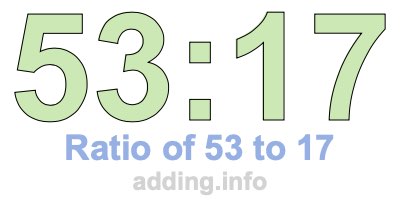 Ratio of 53 to 17 Ratio of 53 to 17