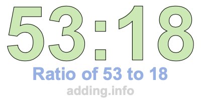 Ratio of 53 to 18 Ratio of 53 to 18