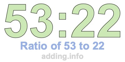 Ratio of 53 to 22 Ratio of 53 to 22