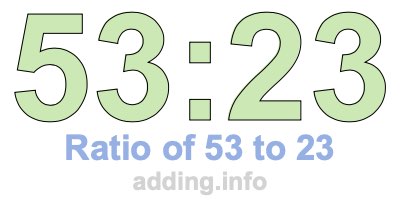 Ratio of 53 to 23