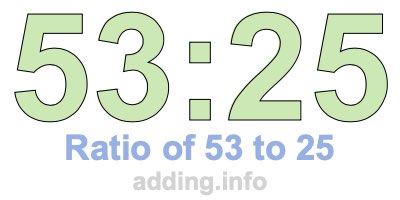 Ratio of 53 to 25 Ratio of 53 to 25