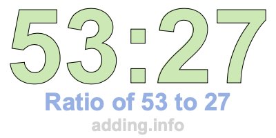 Ratio of 53 to 27 Ratio of 53 to 27