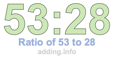 Ratio of 53 to 28