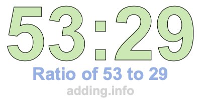 Ratio of 53 to 29 Ratio of 53 to 29