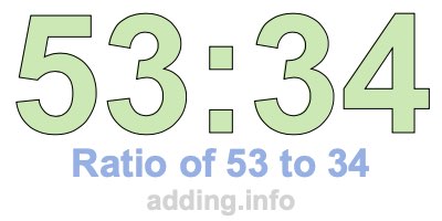 Ratio of 53 to 34