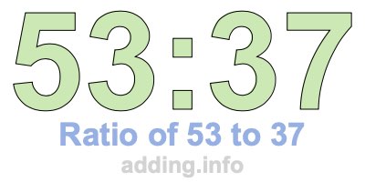 Ratio of 53 to 37 Ratio of 53 to 37