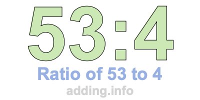 Ratio of 53 to 4 Ratio of 53 to 4