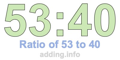 Ratio of 53 to 40 Ratio of 53 to 40