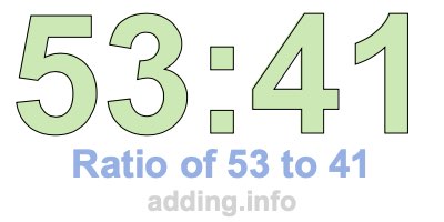 Ratio of 53 to 41 Ratio of 53 to 41