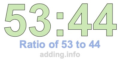 Ratio of 53 to 44 Ratio of 53 to 44