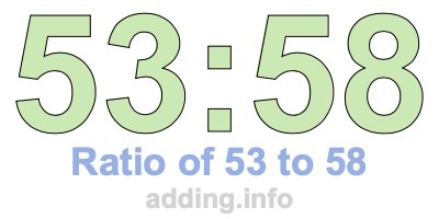 Ratio of 53 to 58 Ratio of 53 to 58