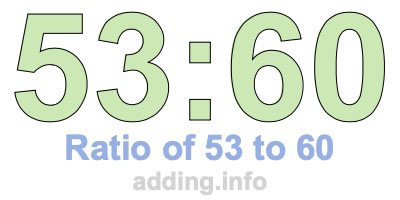 Ratio of 53 to 60 Ratio of 53 to 60