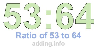 Ratio of 53 to 64 Ratio of 53 to 64