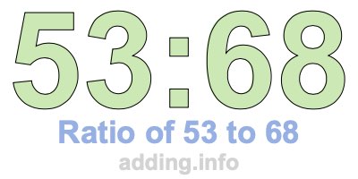 Ratio of 53 to 68 Ratio of 53 to 68