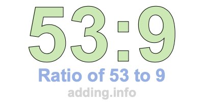 Ratio of 53 to 9 Ratio of 53 to 9