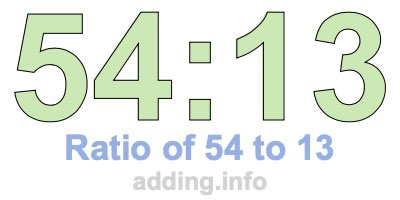 Ratio of 54 to 13 Ratio of 54 to 13