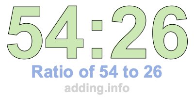 Ratio of 54 to 26 Ratio of 54 to 26
