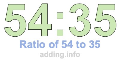 Ratio of 54 to 35 Ratio of 54 to 35
