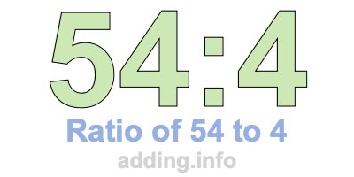 Ratio of 54 to 4 Ratio of 54 to 4
