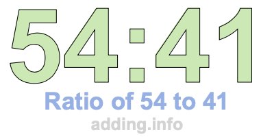 Ratio of 54 to 41 Ratio of 54 to 41