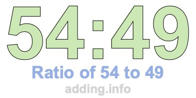 Ratio of 54 to 49 Ratio of 54 to 49