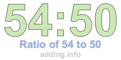 Ratio of 54 to 50 Ratio of 54 to 50