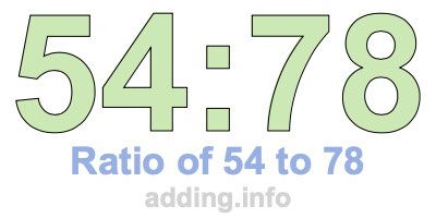Ratio of 54 to 78 Ratio of 54 to 78