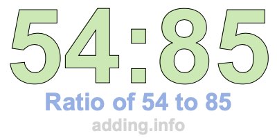 Ratio of 54 to 85 Ratio of 54 to 85