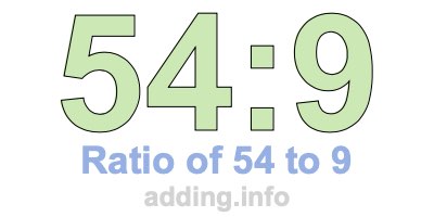 Ratio of 54 to 9 Ratio of 54 to 9