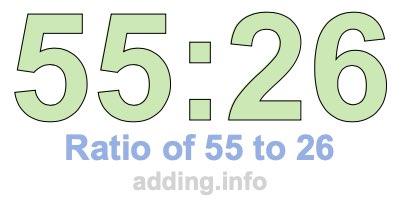 Ratio of 55 to 26 Ratio of 55 to 26