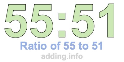 Ratio of 55 to 51 Ratio of 55 to 51