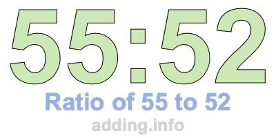 Ratio of 55 to 52 Ratio of 55 to 52
