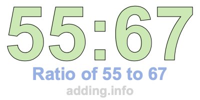 Ratio of 55 to 67 Ratio of 55 to 67