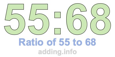 Ratio of 55 to 68 Ratio of 55 to 68