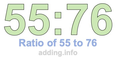 Ratio of 55 to 76 Ratio of 55 to 76