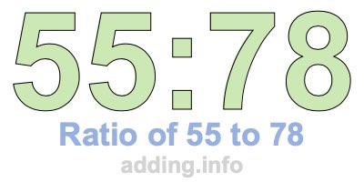 Ratio of 55 to 78 Ratio of 55 to 78