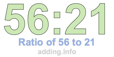Ratio of 56 to 21 Ratio of 56 to 21