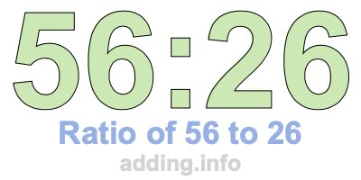 Ratio of 56 to 26 Ratio of 56 to 26